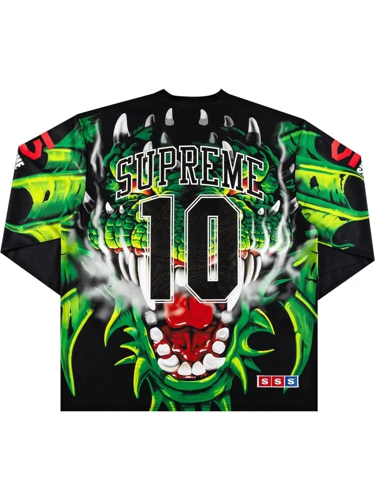 Футболка Supreme Dragon Hockey Jersey 'Black' — изображение 2 из 3, черный