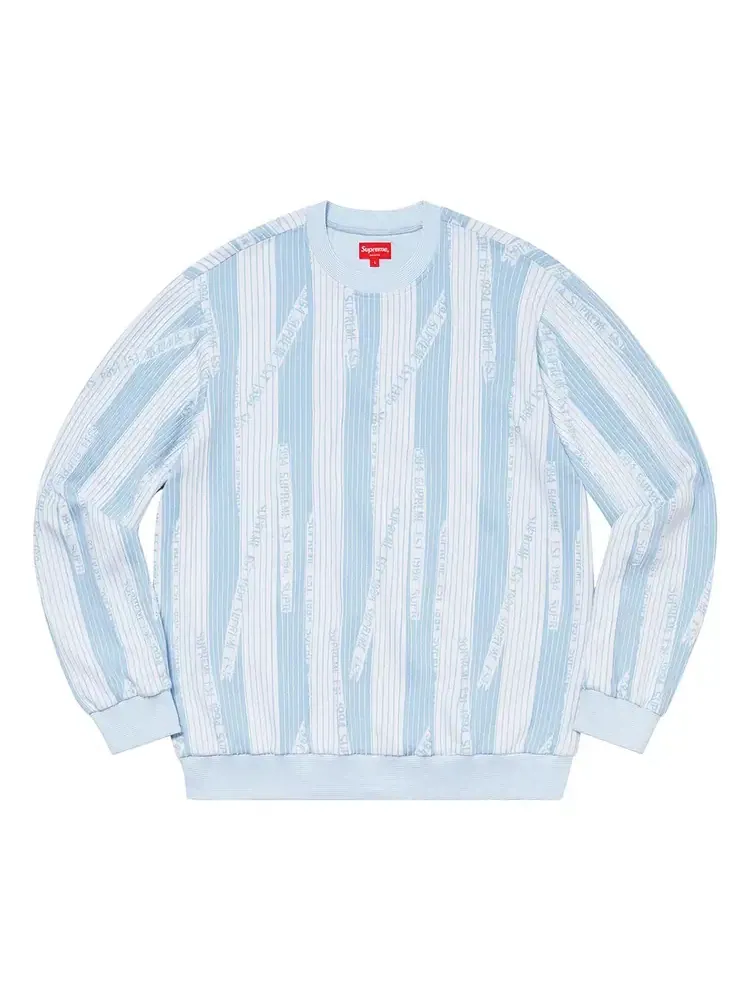 Свитшот Supreme Textured Stripe Crewneck 'Light Blue' — изображение 1 из 1, синий