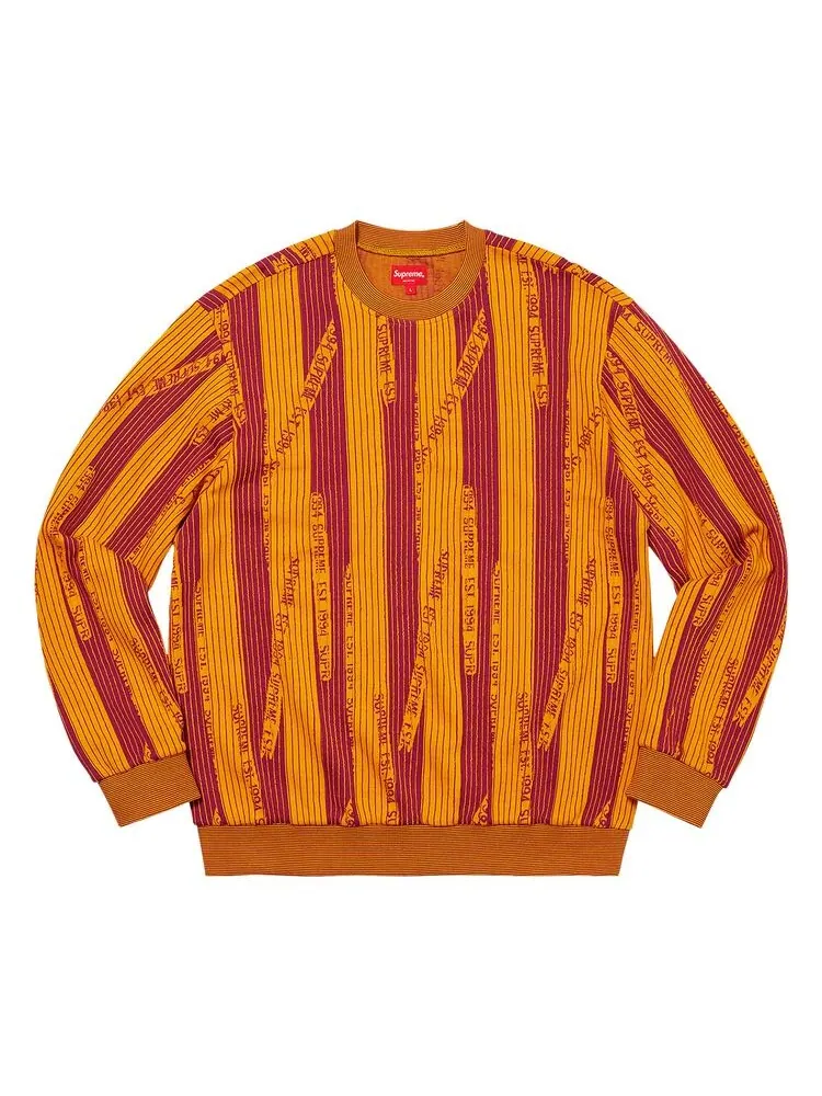 Толстовка Supreme Textured Stripe Crewneck Yellow — изображение 1 из 1, желтый