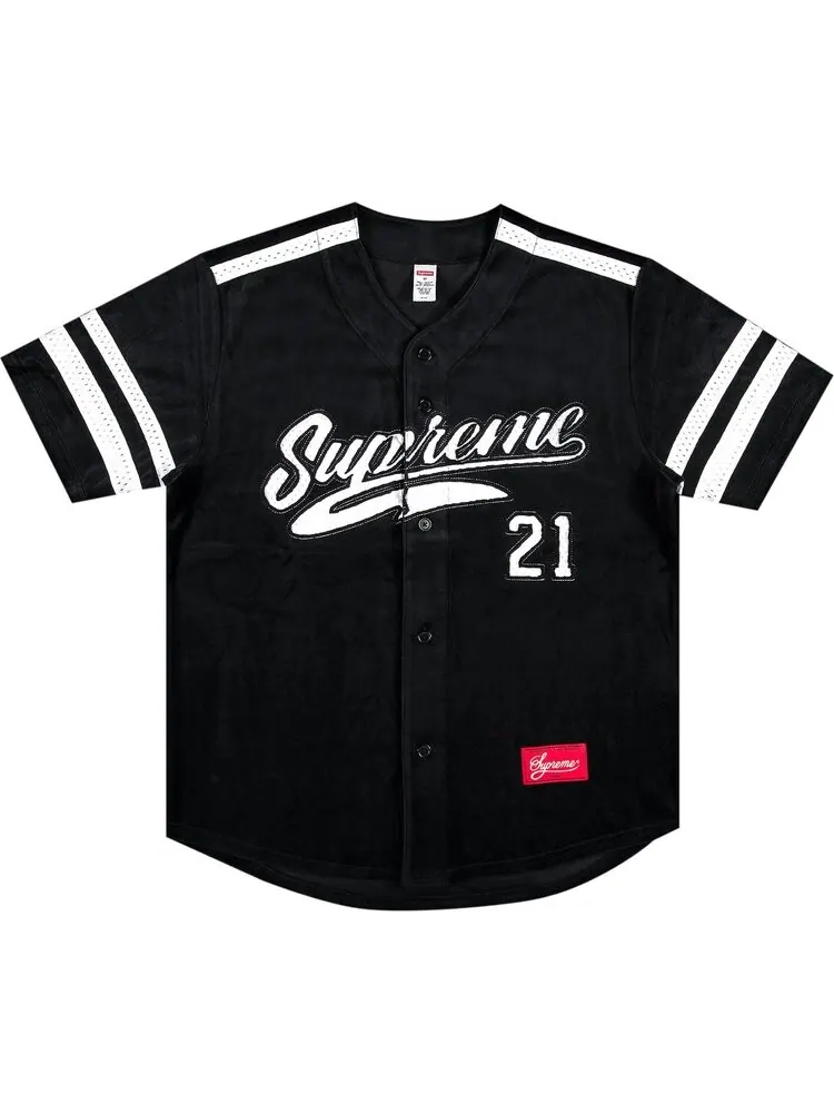 Футболка Supreme Velour Baseball Jersey 'Black' — изображение 1 из 3, черный