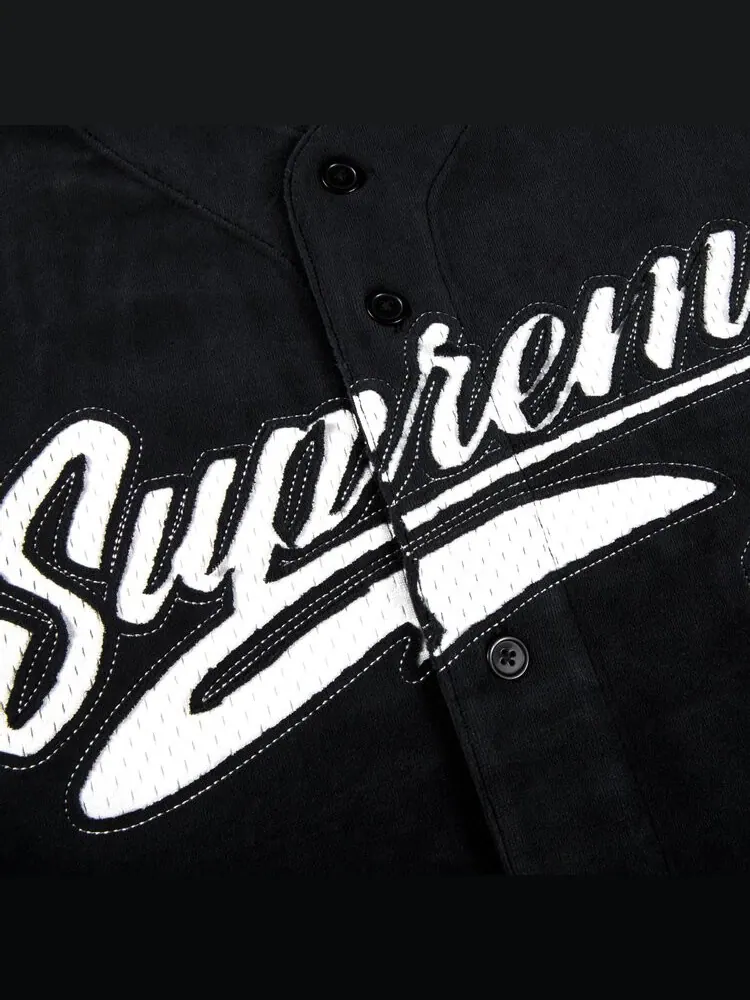 Футболка Supreme Velour Baseball Jersey 'Black' — изображение 3 из 3, черный