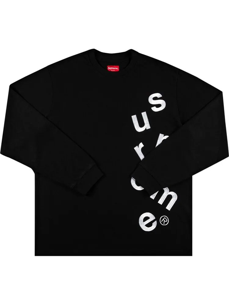 Лонгслив Supreme Scatter Logo Long-Sleeve Top 'Black' — изображение 1 из 2, черный