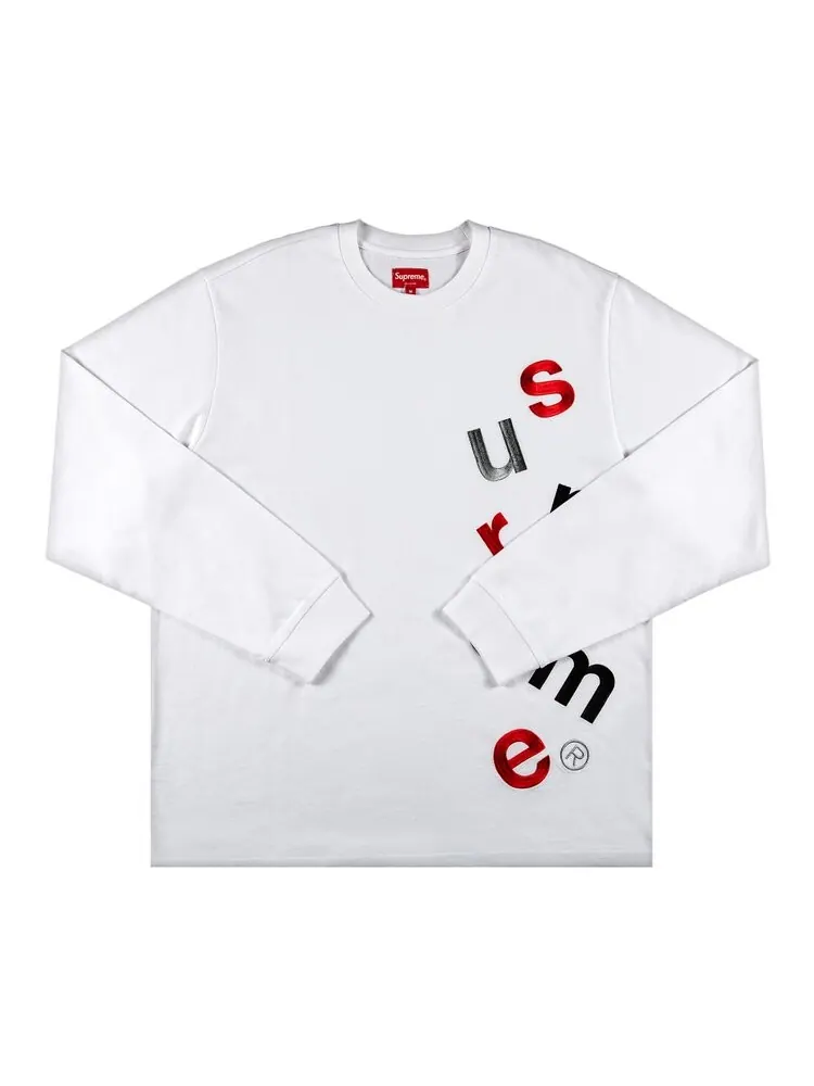 Лонгслив Supreme Scatter Logo Long-Sleeve Top 'White' — изображение 1 из 2, белый