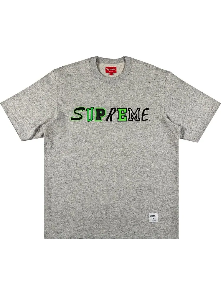 Футболка Supreme Collage Logo Short-Sleeve Top 'Heather Grey' — изображение 1 из 2, серый