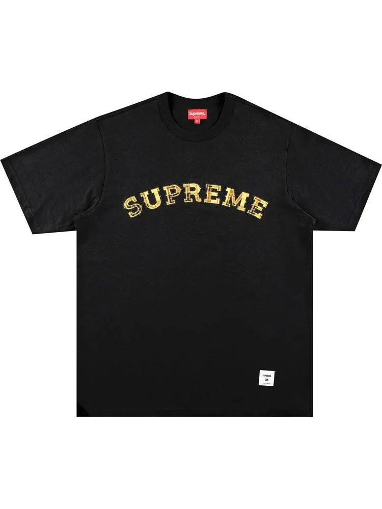 Футболка Supreme Plaid Appliqué Short-Sleeve Top 'Black' — изображение 1 из 2, черный