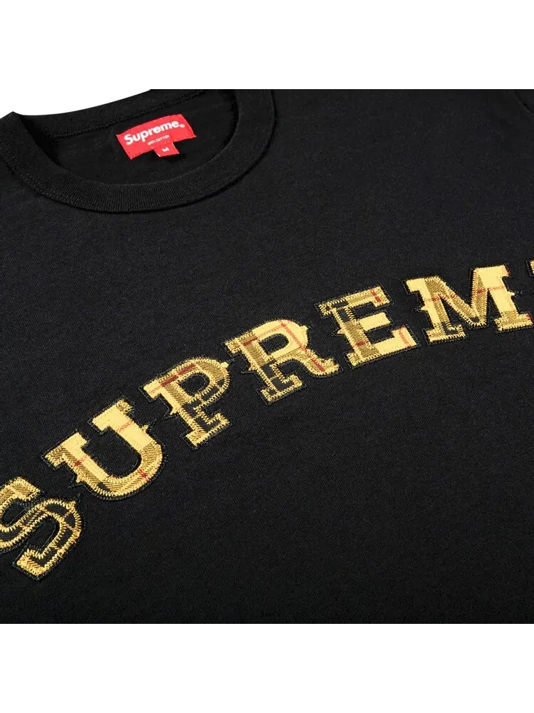 Футболка Supreme Plaid Appliqué Short-Sleeve Top 'Black' — изображение 2 из 2, черный