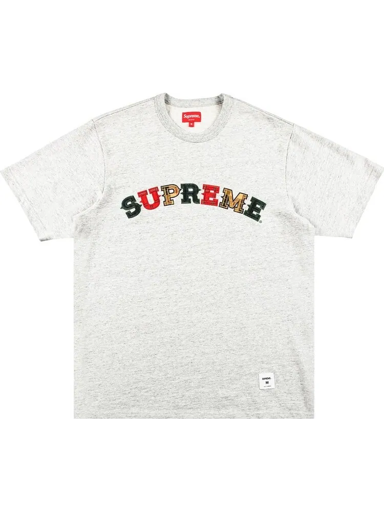 Футболка Supreme Plaid Appliqué Short-Sleeve Top 'Heather Grey' — изображение 1 из 2, серый