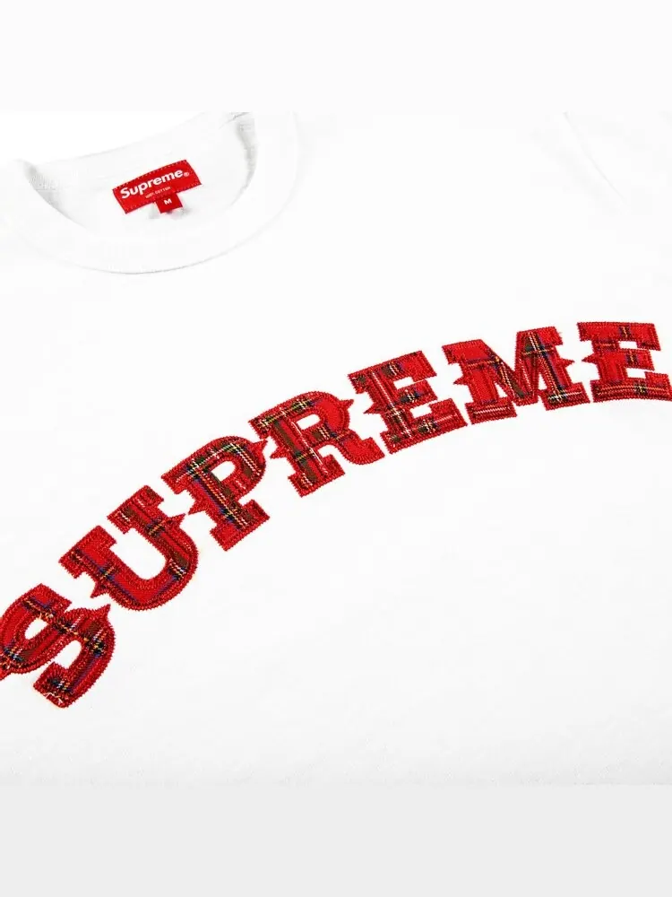 Футболка Supreme Plaid Appliqué Short-Sleeve Top 'White' — изображение 2 из 2, белый