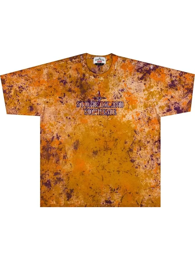Футболка Supreme x Stone Island Embroidered Logo Short-Sleeve Top 'Coral' — изображение 1 из 2, оранжевый