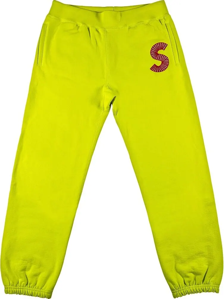 Спортивные брюки Supreme S Logo Sweatpant 'Acid Green' — изображение 1 из 3, зеленый