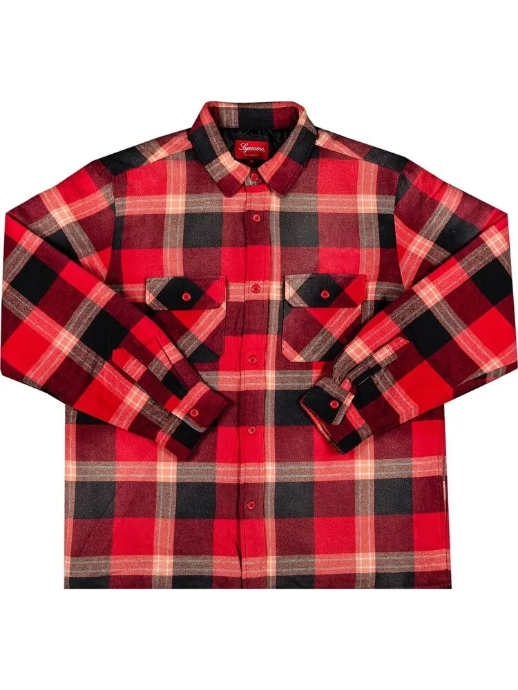 Рубашка Supreme Quilted Flannel Shirt 'Red' — изображение 1 из 3, красный
