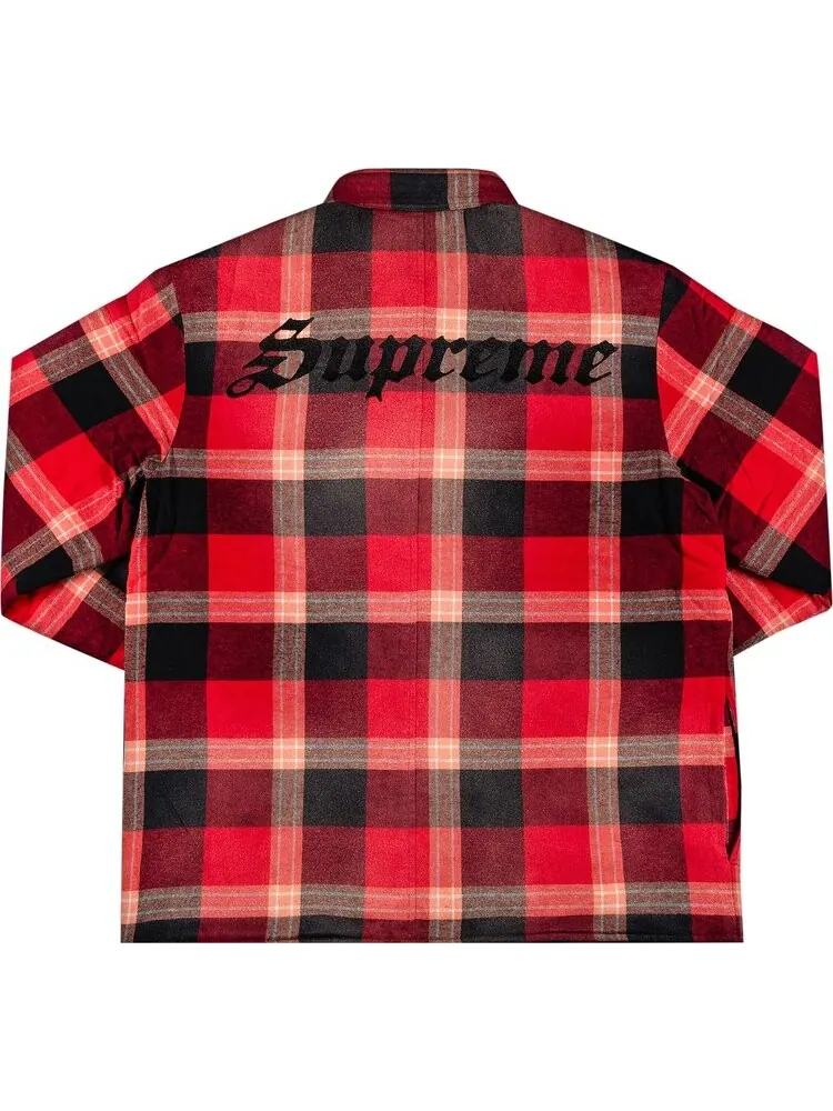 Рубашка Supreme Quilted Flannel Shirt 'Red' — изображение 2 из 3, красный