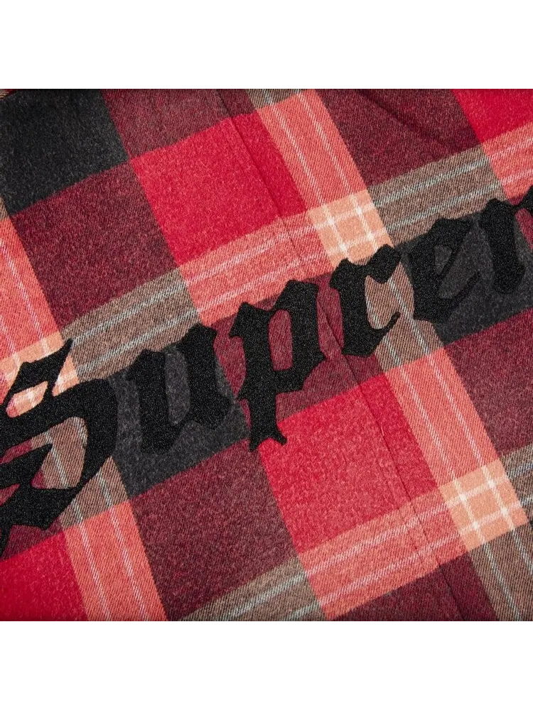 Рубашка Supreme Quilted Flannel Shirt 'Red' — изображение 3 из 3, красный