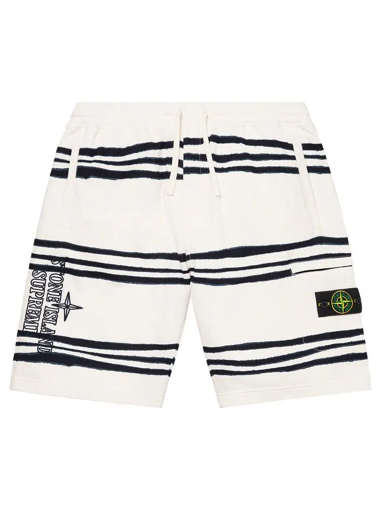 Спортивные шорты Supreme x Stone Island Warp Stripe Sweatshort — изображение 1 из 2, белый