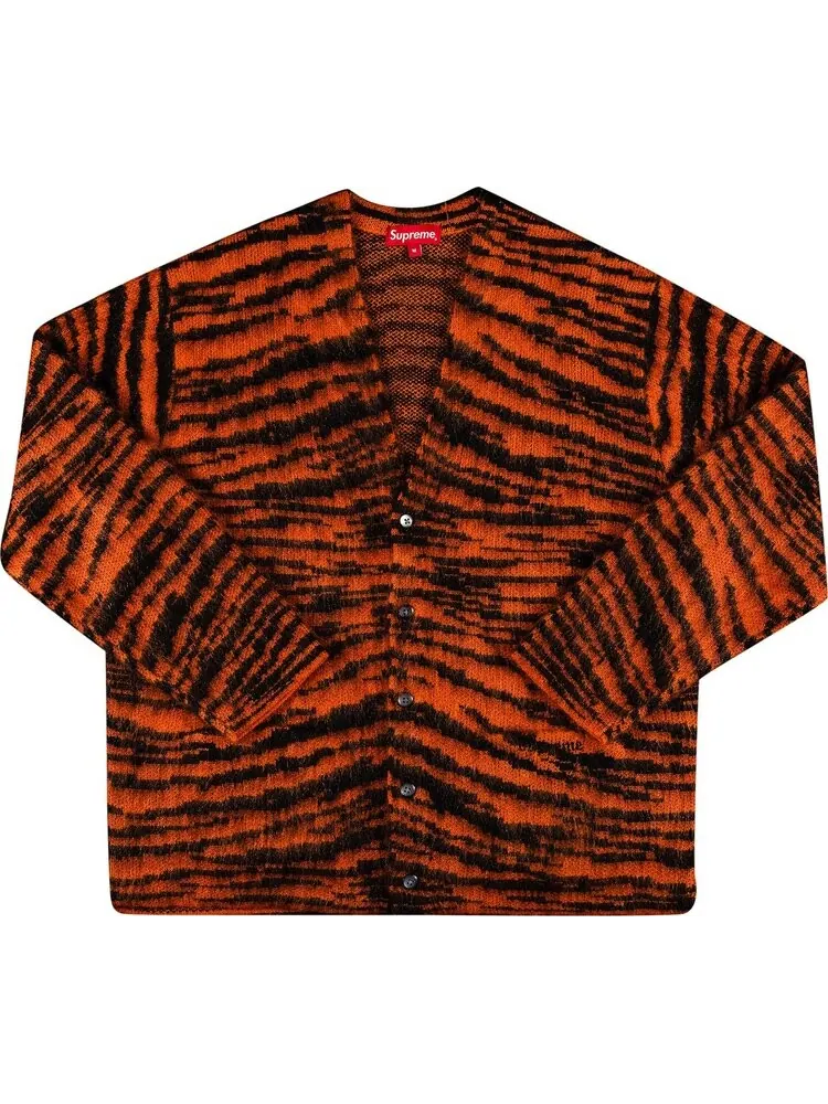 Кардиган Supreme Brushed Mohair Cardigan 'Tiger Stripe' — изображение 1 из 2, оранжевый
