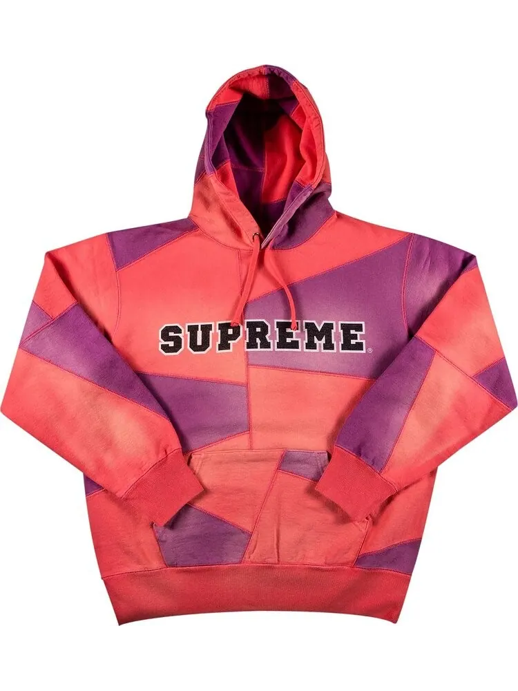 Толстовка Supreme Patchwork Hooded Sweatshirt 'Bright Coral' — изображение 1 из 2, розовый