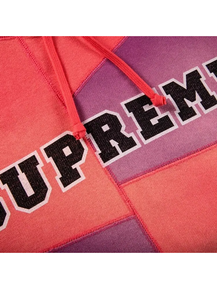 Толстовка Supreme Patchwork Hooded Sweatshirt 'Bright Coral' — изображение 2 из 2, розовый
