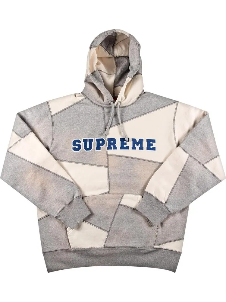 Толстовка Supreme Patchwork Hooded Sweatshirt 'Heather Grey' — изображение 1 из 2, серый