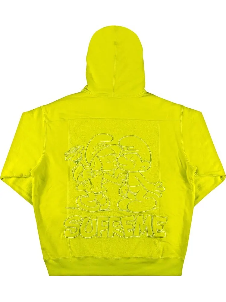 Толстовка Supreme x Smurfs Hooded Sweatshirt 'Acid Green' — изображение 2 из 3, зеленый
