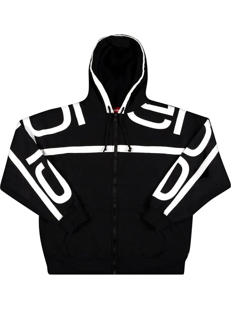 Толстовка Supreme Big Logo Paneled Zip Up Hooded Sweatshirt 'Black' — изображение 1 из 3, черный