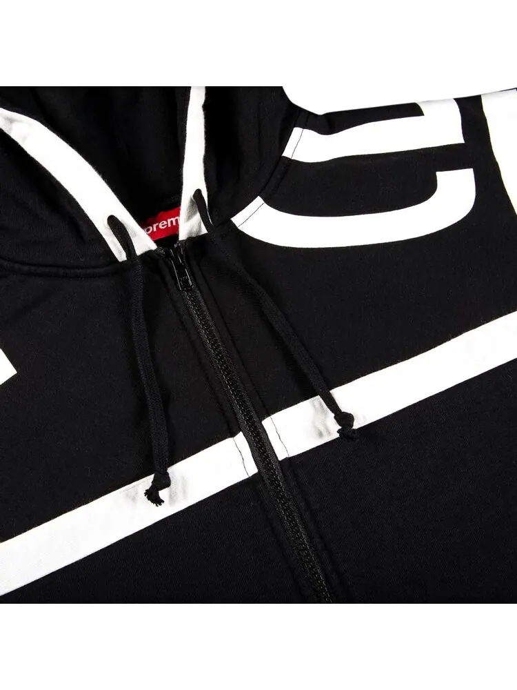 Толстовка Supreme Big Logo Paneled Zip Up Hooded Sweatshirt 'Black' — изображение 3 из 3, черный