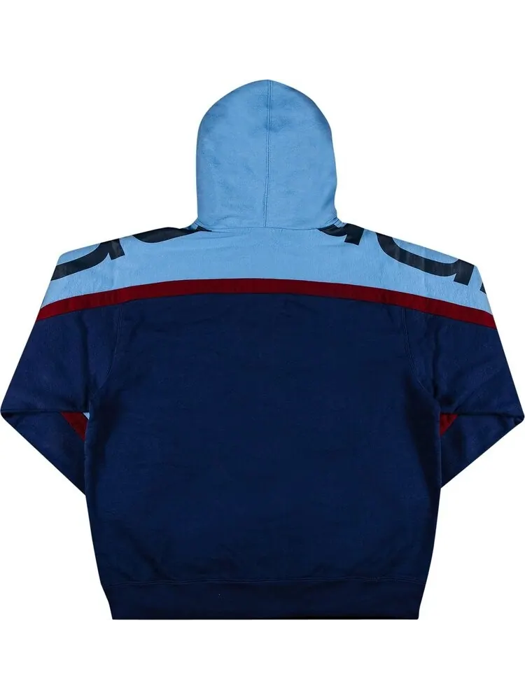 Толстовка Supreme Big Logo Paneled Zip Up Hooded Sweatshirt 'Navy' — изображение 2 из 3, синий