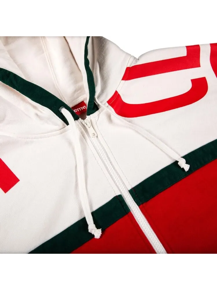 Толстовка Supreme Big Logo Paneled Zip Up Hooded Sweatshirt 'Red' — изображение 3 из 3, красный