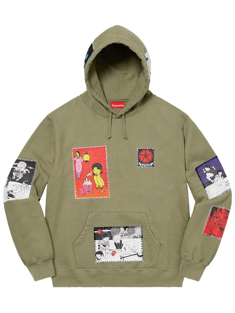 Толстовка Supreme x Toshio Saeki Hooded Sweatshirt 'Light Olive' — изображение 1 из 2, светлый оливковый