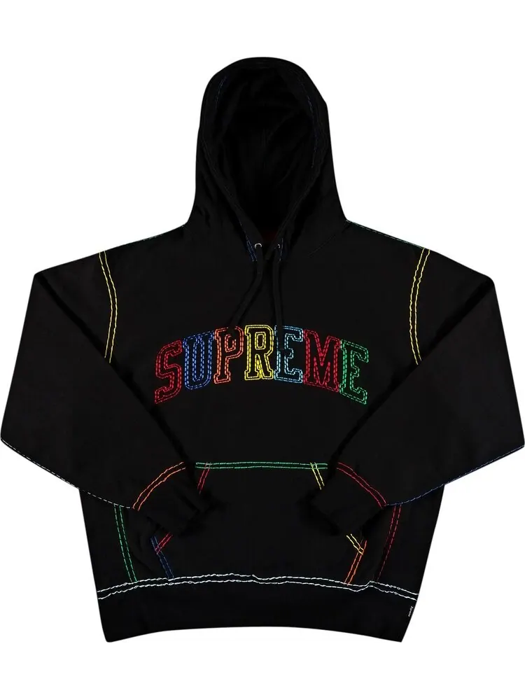 Толстовка Supreme Big Stitch Hooded Sweatshirt 'Black' — изображение 1 из 2, черный