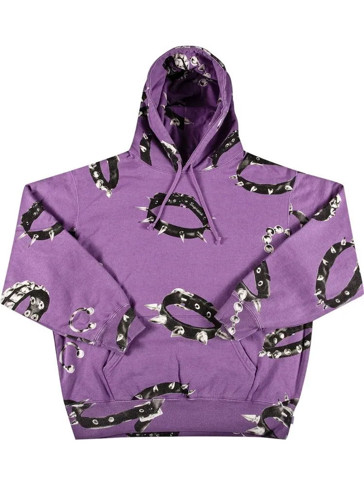 Толстовка Supreme Studded Collars Hooded Sweatshirt 'Violet' — изображение 1 из 2, фиолетовый