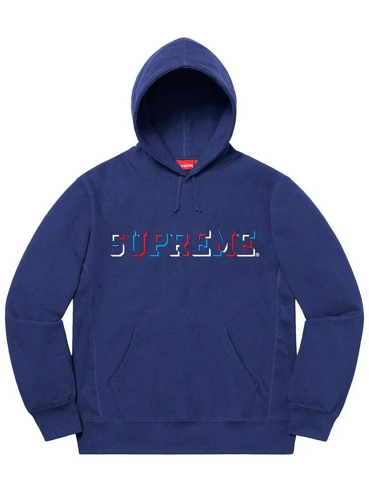 Толстовка Supreme Drop Shadow Hooded Sweatshirt 'Washed Navy' — изображение 1 из 1, темно-синий