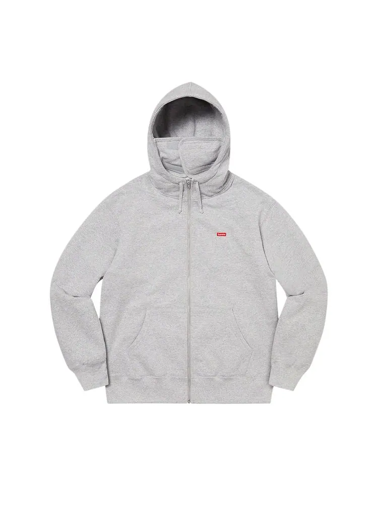 Толстовка Supreme Small Box Facemask Zip Up Hooded Sweatshirt Heather Grey — изображение 1 из 1, серый