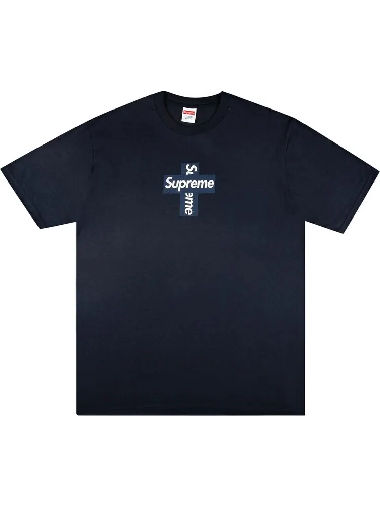 Футболка Supreme Cross Box Logo Tee 'Navy' — изображение 1 из 2, синий
