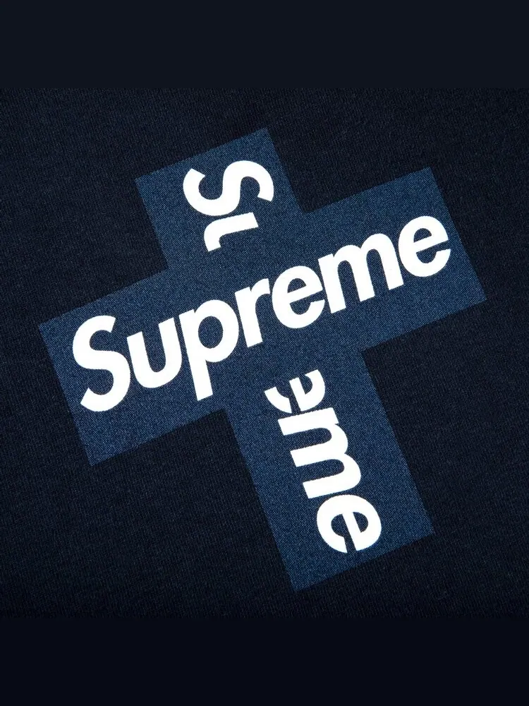 Футболка Supreme Cross Box Logo Tee 'Navy' — изображение 2 из 2, синий