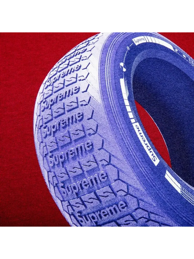 Футболка Supreme Tire Tee 'Cardinal' — изображение 2 из 2, красный