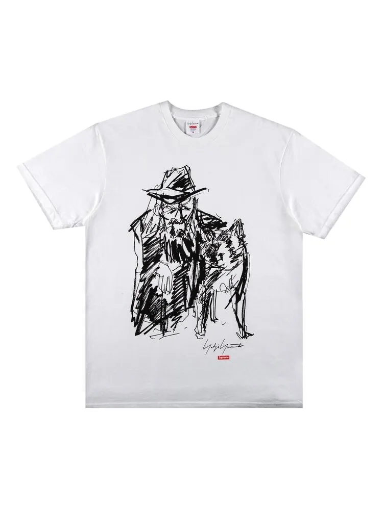 Футболка Supreme x Yohji Yamamoto Scribble Portrait Tee 'White' — изображение 1 из 2, белый