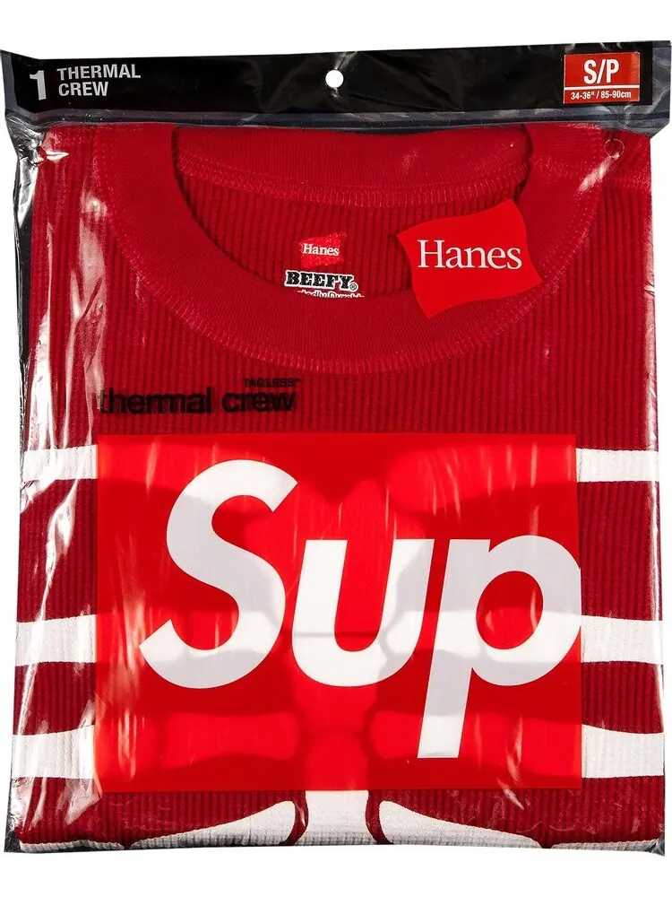 Толстовка Supreme x Hanes Bones Thermal Crew (1 Pack) 'Red' — изображение 1 из 1, красный