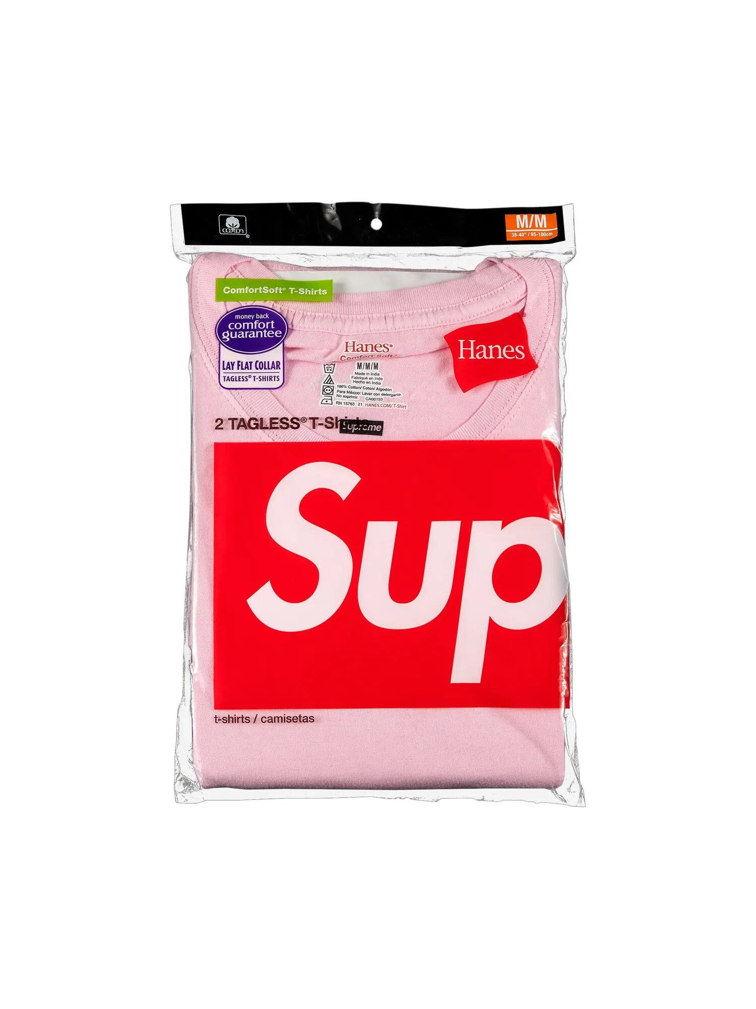 Футболки без тегов Supreme x Hanes (2 шт.) — изображение 1 из 1, розовый