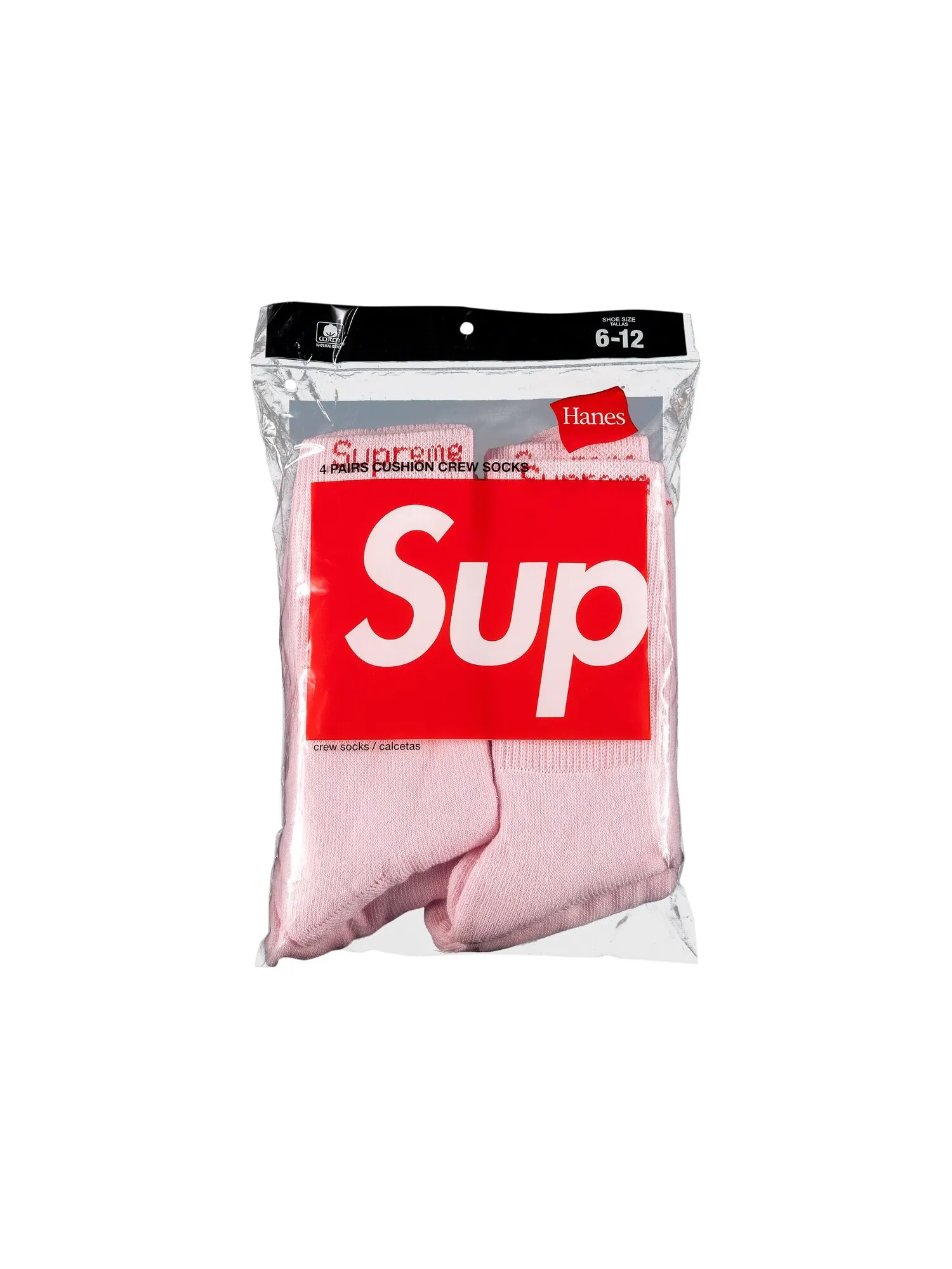 Носки Supreme x Hanes Crew (4 шт.) — изображение 1 из 1, розовый