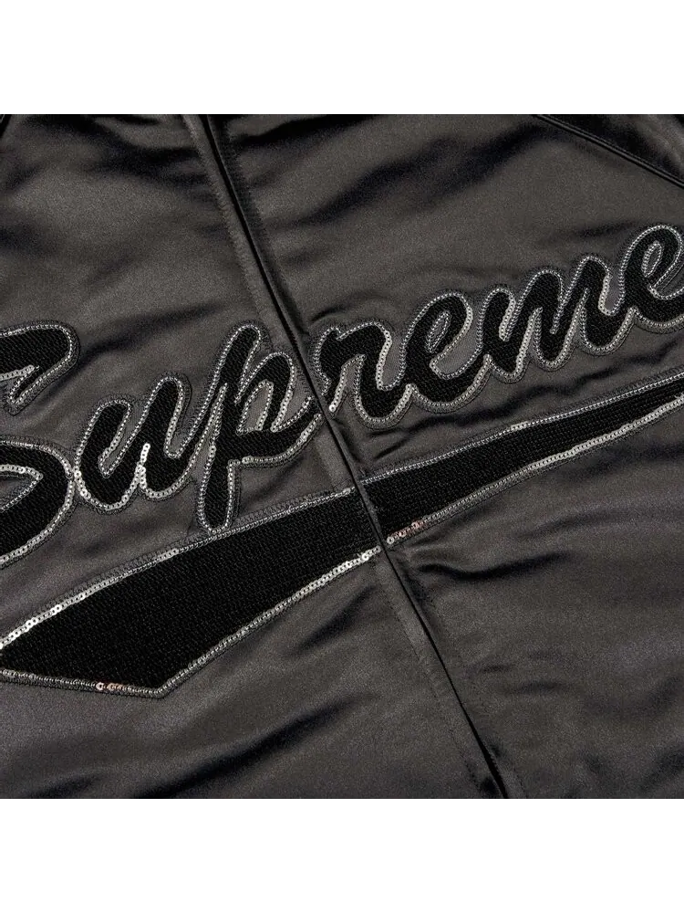 Куртка Supreme x Mitchell & Ness Sequin Logo Varsity Jacket 'Black' — изображение 3 из 3, черный