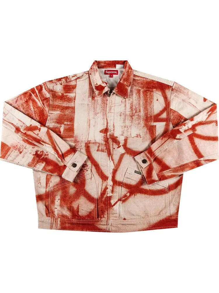 Куртка Supreme x Christopher Wool Denim Work Jacket 'Red' — изображение 1 из 3, красный