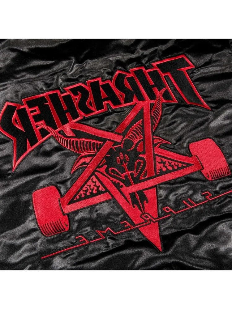 Куртка Supreme x Thrasher Satin Varsity Jacket 'Black' — изображение 3 из 3, черный