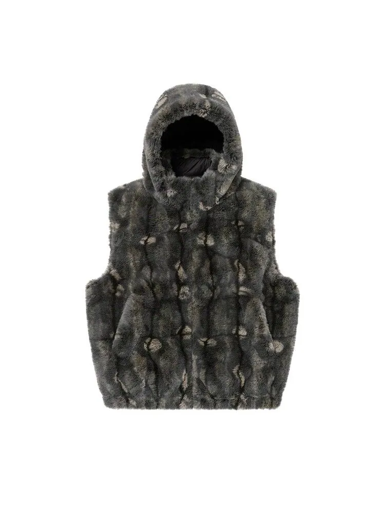 Утепленный жилет Supreme Faux Fur Hooded Vest — изображение 1 из 2, черный
