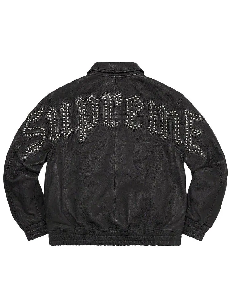 Куртка Supreme Pebbled Leather Varsity Jacket — изображение 2 из 2, черный