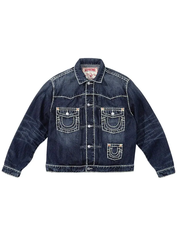 Куртка Supreme x True Religion Denim Trucker Jacket 'Washed Blue' — изображение 1 из 2, синий