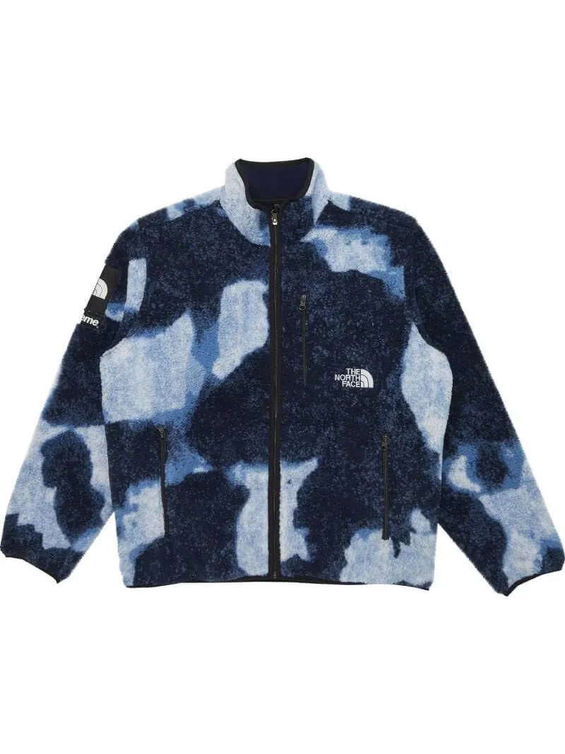 Куртка Supreme x The North Face Bleached Denim Print Fleece — изображение 1 из 3, синий