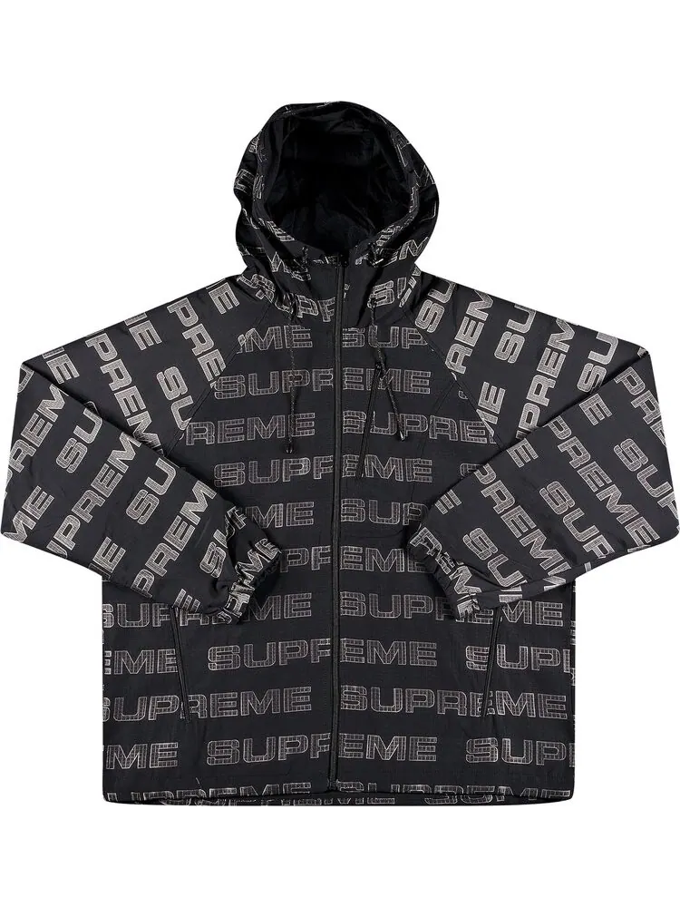 Куртка Supreme Logo Ripstop Hooded Track Jacket 'Black' — изображение 1 из 2, черный