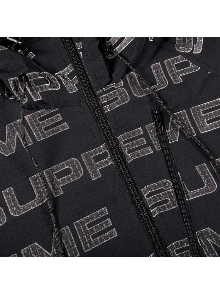 Куртка Supreme Logo Ripstop Hooded Track Jacket 'Black' — изображение 2 из 2, черный