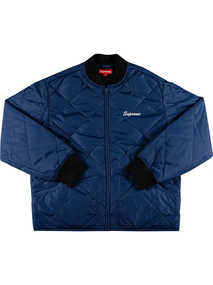 Куртка Supreme Quit Your Job Quilted Work Jacket Blue — изображение 1 из 3, синий