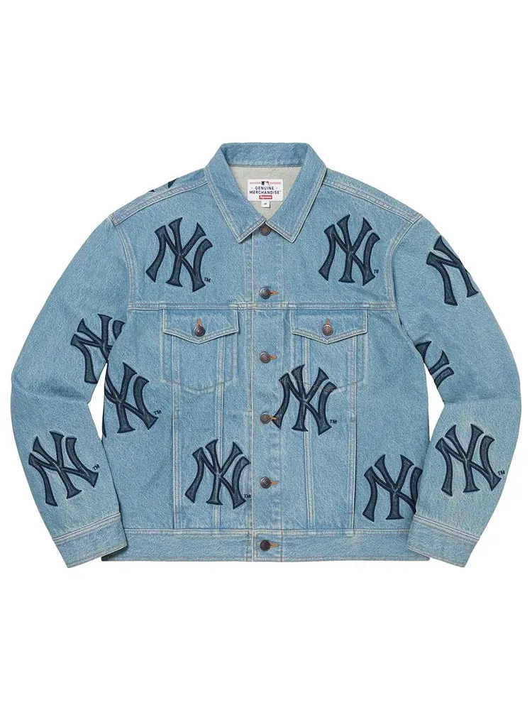 Куртка Supreme x New York Yankees Denim Trucker Jacket 'Washed Blue' — изображение 1 из 2, синий
